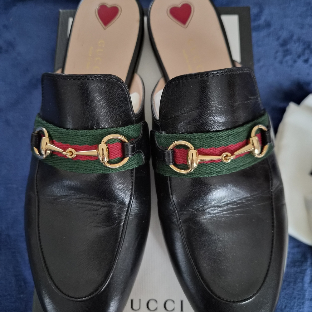 Gucci Black Leather Princetown  Women's Loafers